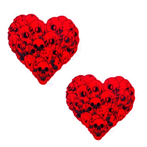 Addones 2Pcs Skull Pile of Love Hearts Logo Iron On Sew On High-end Embroidered Patch for Jackets Backpacks Jeans and Clothes Badge Applique Sign Sport Decal