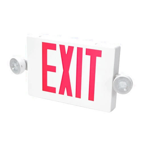 Cooper Lighting APCH7R Self Powered Combination Exit Sign With LED Heads (2) LED White Housing Red Letter Sure-Lites