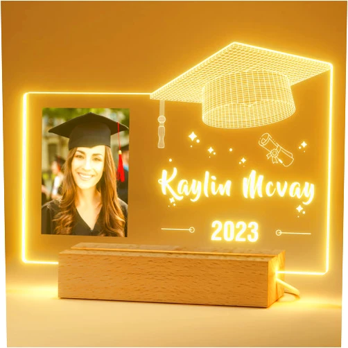 ALBK Custom Graduation Gifts - Personalized Photo Night Light, 3D Illusion Graduation Cap Led Lamp, Class of 2022 Gifts for Him Her Son Daughter Granddaughters