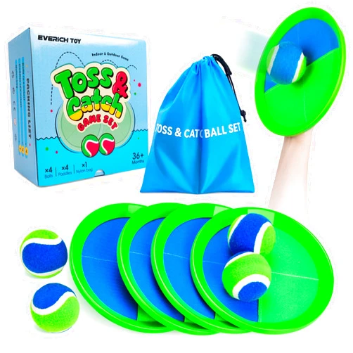 EVERICH TOY EVERICH Upgraded Toss and Catch Ball Game Set - Indoor and Outdoor Games for Kids 3-12, Beach Sand Pool Water Toy Includes 4 Paddles 4 Sticky Balls, Great Birthday Easter Gifts for Boys Girls