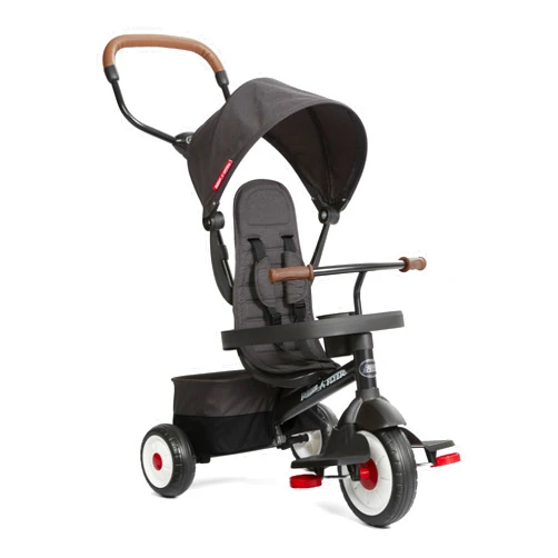 Radio Flyer Premium Stroll 'N Trike, Black Baby Trike for Ages 1-5 Years, Premium Baby Tricycle