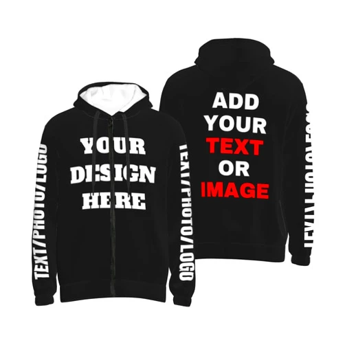 Generic Custom Zipper Hoodies For Men Women Design Your Own Personalized Hoodies Customized Gifts With Text & Pictures Front & Back