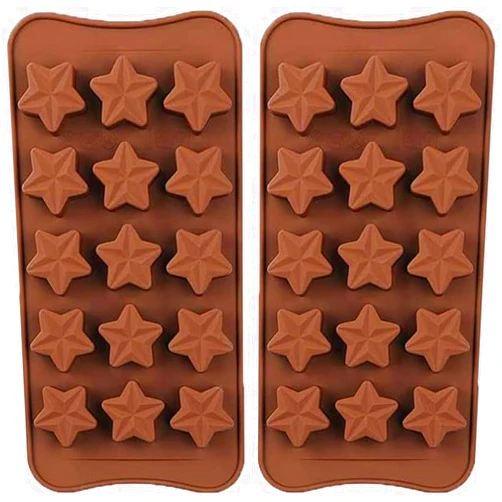 VITAPREP 2-Pack Star Silicone Molds | 30 Cavities Total for Chocolate, Candy, Gummy, Ice Cubes, Wax Melts | Food Grade BPA-Free | Mini 3D Stars Mold for Baking, Resin, Party Décor