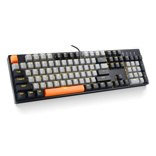 E-YOOSO Z-14 Wired Mechanical Gaming Keyboard 104 Key, Red Switch Hot Swappable Full-Size Office Work Computer Keyboards, Solid Yellow Backlit Mechanical Keyboard for PC Mac, Black