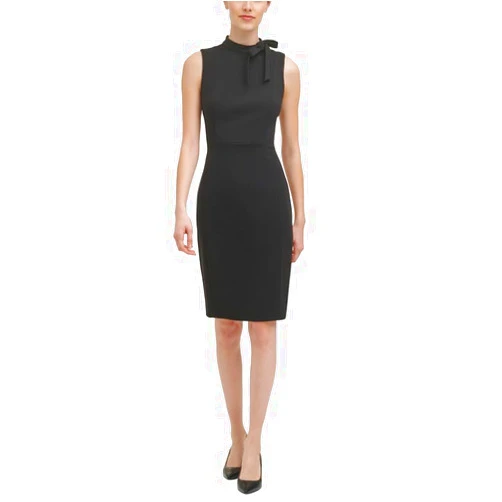 Calvin Klein Women's Tie-Neck Sleeveless Bodycon Dress (Black, 16)