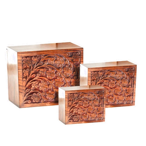 SOULURNS Tree of Life Urn Nested Set of 3 Rosewood Urns for Human Ashes - Large Cremation Urn for Adult Ashes - Wooden Funeral Urns in Three Sizes - Perfect for Funeral Homes, Directors and Pet Cremation