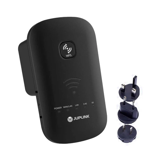 JUPLINK WiFi Range Extender -750Mbps WiFi Repeater Wireless Signal Booster 2.4 & 5GHz Dual Band,Coverage up to 1000 sq.ft with 2 Fast Ethernet Port, AP & Router Mode, Compact (Renewed)