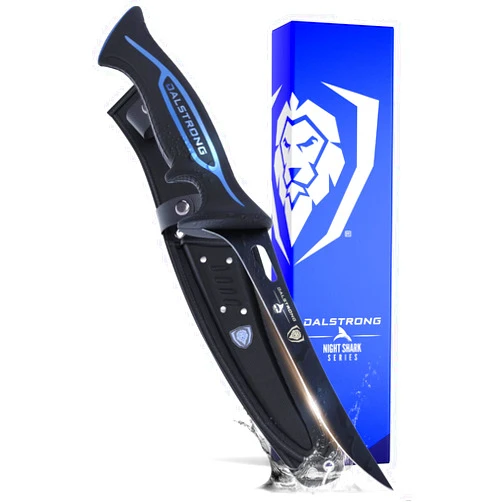 Dalstrong Fillet Knife-Night Shark Series 7”-High Carbon Steel-Titanium Coated Blade-Sharp Kitchen Knife & Outdoors-Polypropylene Handle-w/Sheath-NSF Certified