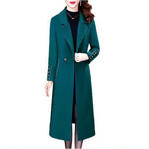Aprsfn Women's Long Pea Coat Fall Spring Elegant Solid Color Jacket