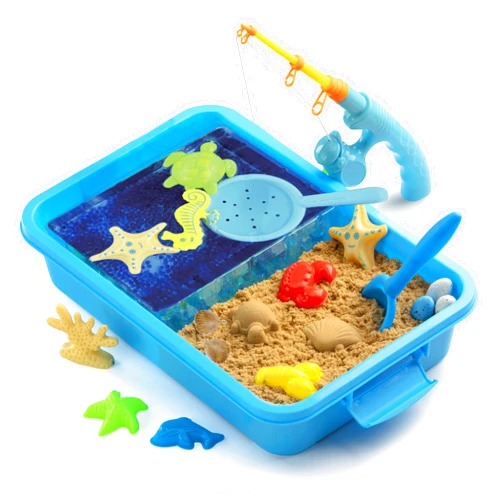 Kipipol Sensory Bin W 1.5 LB Play Sand, 10 Sand Toys, 6 Sea Animal Toys, Dino Eggs, 1000 Crystals -Sensory Toys for Toddlers 3-4, 5-7, Fine Motor Skills Toys and Sensory Activities for Kids Ages 3+