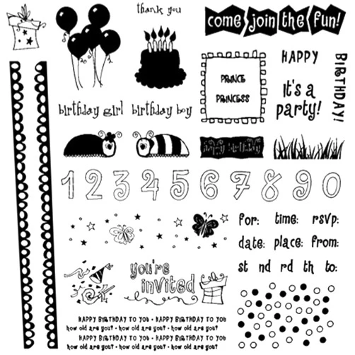 Fiskars 12-89048897 Clear Stamps, Kids Birthday