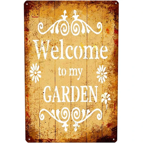 Hbsta Welcome to My Garden Metal Signs Vintage Wall for Metal Yard Rustic Garden Outdoor Decor Gardener Gift 12X8inch