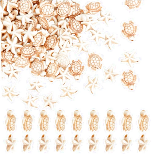 arricraft 4 Strands Turquoise Beads, Sea Turtle Beads Synthetic Turquoise Starfish Beads Ocean Animal Spacer Beads for Bracelets Earrings DIY Jewelry Making