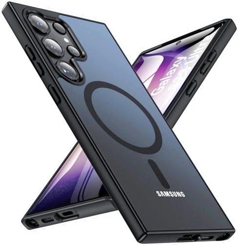 OWKEY for S23 Ultra Case 6.8'', Magnetic Samsung Galaxy S23 Ultra Case for Magsafe, [Shockproof Military] Translucent Back Slim Bumper Cover Phone Case Galaxy S23 Ultra Case, Black