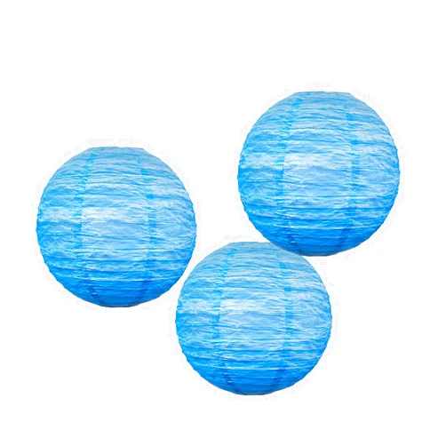 Cadpkler 3PCS Blue Ocean Paper Lanterns-Round Paper Lantern Hangings -for Birthday Parties, Holiday Decorations, Family Parties and Wedding Ceremonies