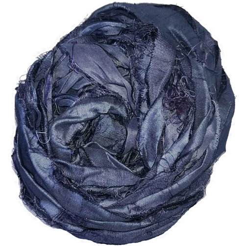 Knitsilk Super Bulky Recycled Sari Silk Ribbon Yarn |Best for Crochet, Knitting and Jewelry Making |Sustainable and Unique Texture Ribbon Yarn |50 GMS-30Yards- Charcoal-Grey