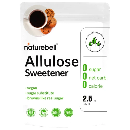 NatureBell Allulose Sweetener, 2.5 Lbs | Keto & Vegan-Friendly, White Sugar Substitute | 0 Calorie, 0 Sugar, 0 Net Carb, Non-Glycemic, Browns Like Table Sugar | Bulk Supply for Baking & Beverages