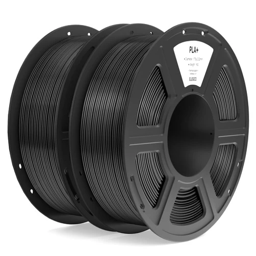 ELEGOO PLA+ Filament 1.75mm Black 2KG, High Toughness PLA Plus 3D Printer Filament Dimensional Accuracy +/- 0.02mm, 2pcs 1kg Spool(2.2lbs) for Most FDM 3D Printers