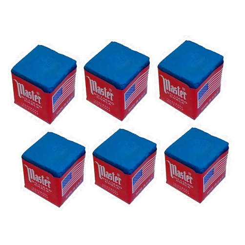 Master Set of 6 Blue Billiard Pool Cue Chalk