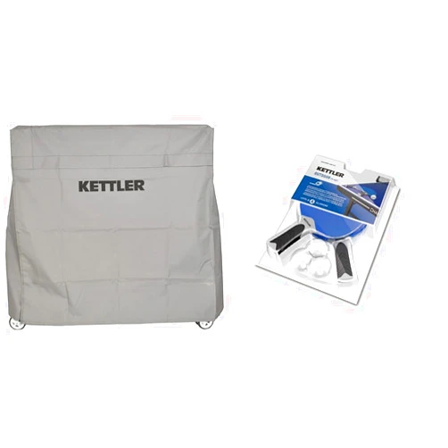 Kettler Heavy-Duty Table Tennis Table Cover Bundle with 2 HALO 5.0 Paddles, 3 Balls (7033-100)