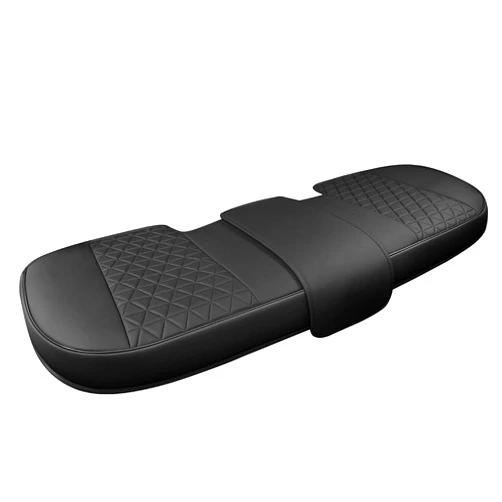 Black Panther Luxury PU Leather Rear Car Seat Cover Adjustable Length (49-55'') Back Seat Protector Fits 90% Vehicles (Sedan SUV Truck), for Seat Bottom Only, Triangle Quilting Design, Black