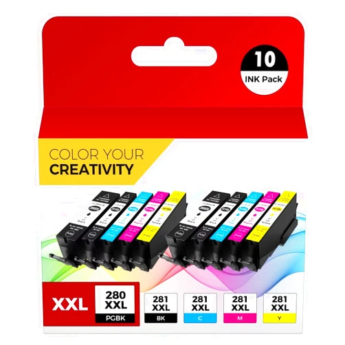 OSIR PGI-280XXL CLI-281XXL 10 Color Value Pack Compatible for Canon 280 281 Ink Cartridges to use with TR8520 TR8620 TR7520 TR8600 TS6120 TS6220 TS9120 (2PGBK, 2Black, 2Cyan, 2Magenta, 2Yellow)