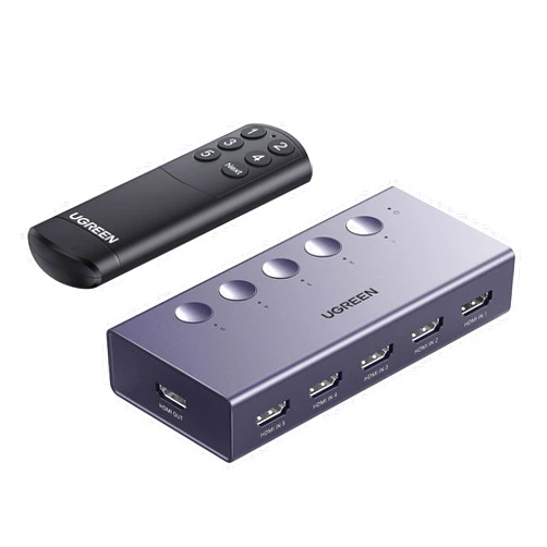 UGREEN HDMI Switch 5 in 1 Out 4K@60Hz, HDMI Splitter with Remote 5 Port HDMI Switcher Selector Support 3D CEC HDR HDCP2.2 Compatible with PS5/4/3 Xbox Nintendo Switch Roku TV Fire Stick Grey