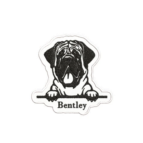 5SECOM Customized Dog Name Patches, Personalized Mastiff Dog Patch Sew Iron on Repair Embroidered Applique DIY Craft Decorative Gifts for Dog Lovers Clothing Jacket Backpack Hat