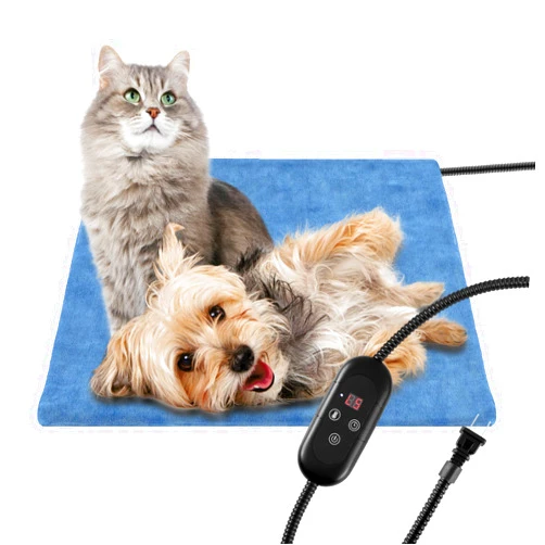 KEKELAN Pet Heating Pad for Cats, Indoor Outdoor Waterproof Electric Heated Pad Mat for Dogs with Chew Resistant Cord,5 Timer and 6 Level Temperature Pet Bed Warmer-17.7x17.7