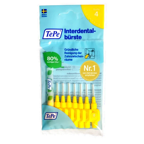 TePe Original Yellow Interdental Brush (ISO Size 4 0.7 mm)/for Easy and Thorough Cleaning of interdental Spaces/ 1 interdental Brush