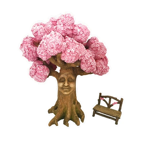 GlitZGlam Ethan's Magical Tree with a Matching Fairy Bench for The Enchanted Fairy Garden (9 Inch Tall) - A Fairy Garden Accessory