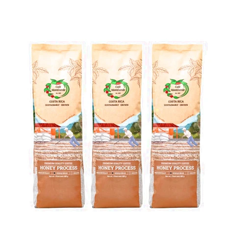 Cafe Monteverde - Honey Process Coffee Bundle - Costa Rican Single Origin 100% Arabica Coffee - Whole Bean (3-pack)