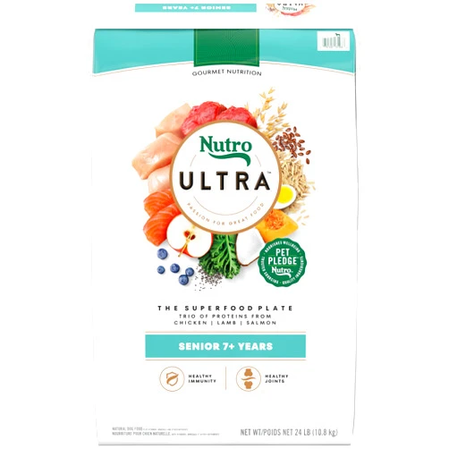 Nutro Ultra Senior Dry Dog Food with a Trio of Proteins from Chicken, Lamb and Salmon, 24 lb. Bag