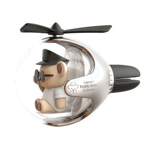 Fancemot Flying Ball Car Air Fresheners Teddy Bear Pilot Car Perfume Cute Car Diffuser Airplane Car Vent Clip Funny Car Fragrance (Silver)