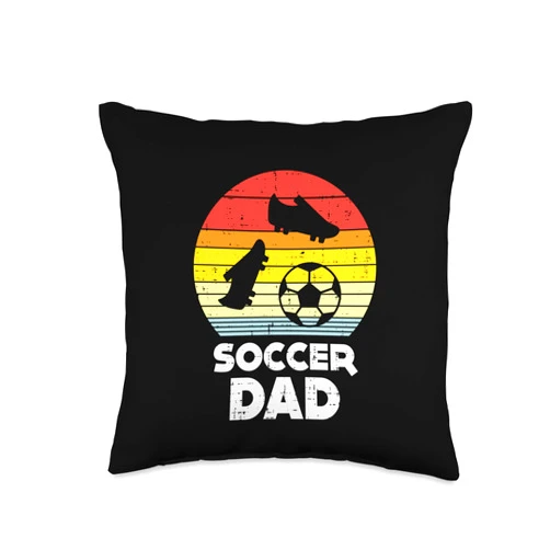 BoredKoalas Soccer Pillows Football Gift Soccer Dad Sunset Retro Football Player Sport Lover Men Gift Throw Pillow, 16x16, Multicolor