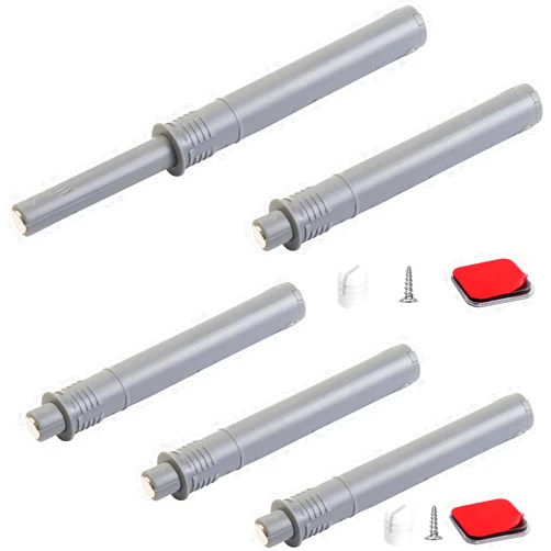 CBRIVE Push to Open Cabinet Hardware Long CBRIVE 5 Pack Push Latch & Lock for Hidden Door Touch Latches and Catch Push Release Drawer Pull Tip on RV Closet Close Strong Pop Out, Grey