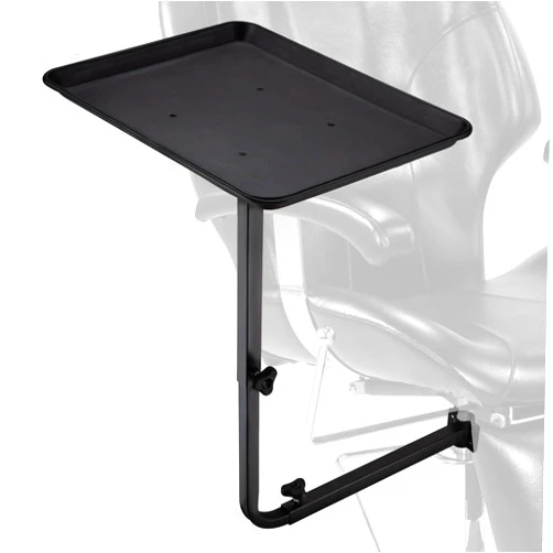 Noverlife Salon Metal Tray Attached to Chair, 360 Degree Rotation Barber Chair Tray for Hairdressing Tools, Fully Adjustable Hairstylist Chair Tray w/o Wheels for Salon Barber Tattoo Tools Make-ups