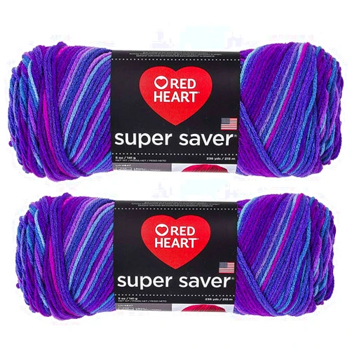 Red Heart Bulk Buy: Red Heart Super Saver (2-Pack) (Grape Fizz, 5 oz Each Skein)