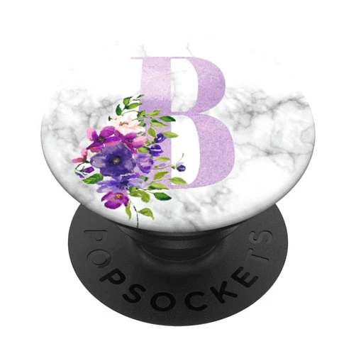 Castlepop Lilac Purple Floral Flowers Marble Monogram Initial Letter B PopSockets PopGrip: Swappable Grip for Phones & Tablets