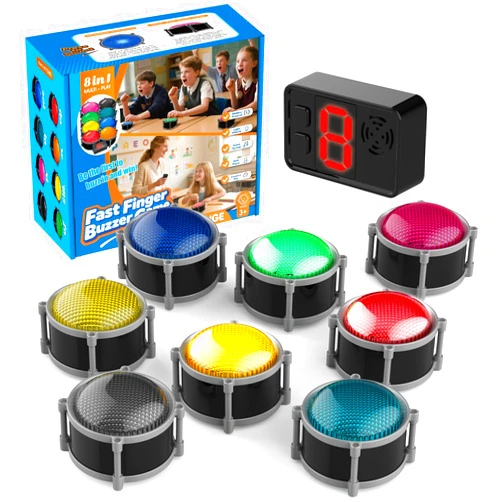 Joyublly Buzzers for Trivia Games, Rechargeable Answer Buzzers for Classroom with Light, Show Who Buzzed First, 4 Modes, 50m(164Ft)-Buzzer System for Game Show, School, Jeopardy, Family Feud Night
