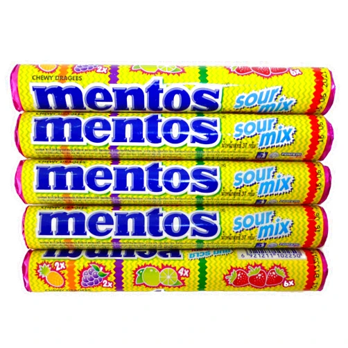 Thai Mentos (Pack of 5) Sour Mix Chewy Dragees Flavors Gummy Candy