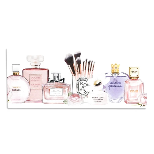 Stupell Industries Women's Fashion Fragrance Glam Accessories, Design by Amanda Greenwood Wall Art, 13x30, Gallery Wrapped Canvas
