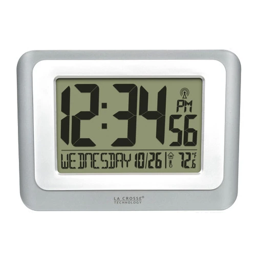 La Crosse Technology 513-88907-INT Digital Atomic Clock with Temperature - Cool Gray/Silver