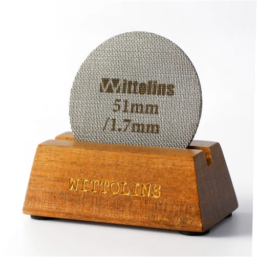 Wittolins Espresso Puck Screen 51mm with Stand, Wood Puck Screen Holder Compatible with 51mm Reusable Coffee Filter Screen and Espresso Machine Portafilter Basket