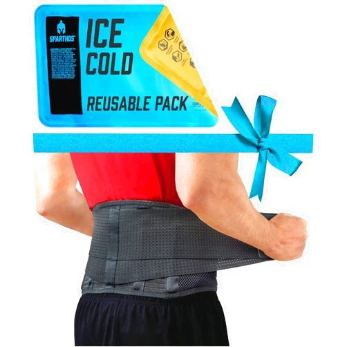 Sparthos Back Support Belt [Size X-Small] x Ice Packs for Injuries [Size Med]