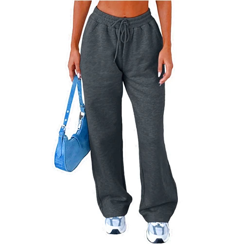 AROGONE Women's Casual Drawstring High Waisted Sweatpants Wide Straight Leg Lounge Pants with Pockets