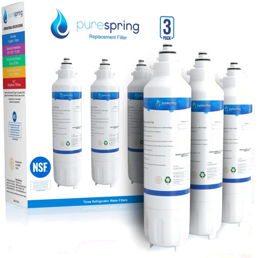 PureSpring Certified Replacement Refrigerator Water Filter for LG LT800, LT800P, LT800PC, ADQ73613403, ADQ73613402, ADQ73613401, LMXC23746D, LMXC23746S, Kenmore 9490, NSF42 & NSF372 Certified (3pk)
