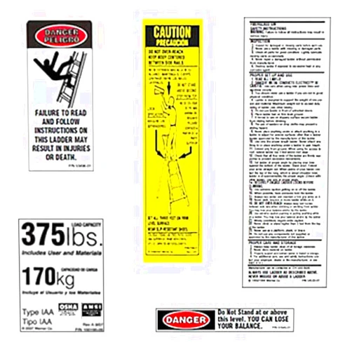 Werner 375 LB Fiberglass Step Ladder Label Kits (Pack of 6)