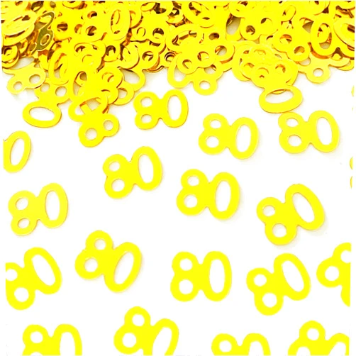 JNSAXMI 80 Confetti Birthday Party Confetti Number 80 Sequins 80th Anniversary Party Glitter Metallic Foil Table Scatter for Party Table Decoration Supplies or DIY(Golden)