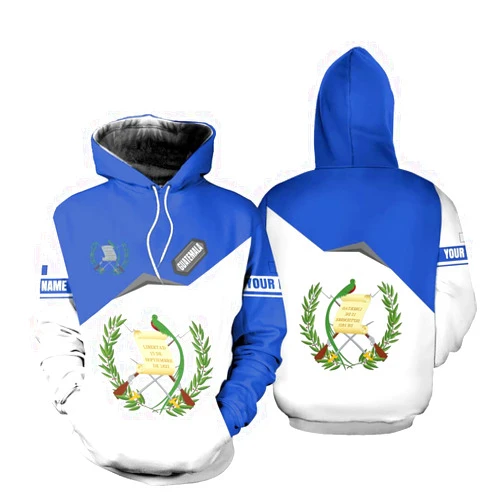 Vybonz Personalized Name Guatemala Hoodie Guatemala Jersey Guatemalan Pride T-Shirt Guatemala 3D Zip Hoodie Men Women